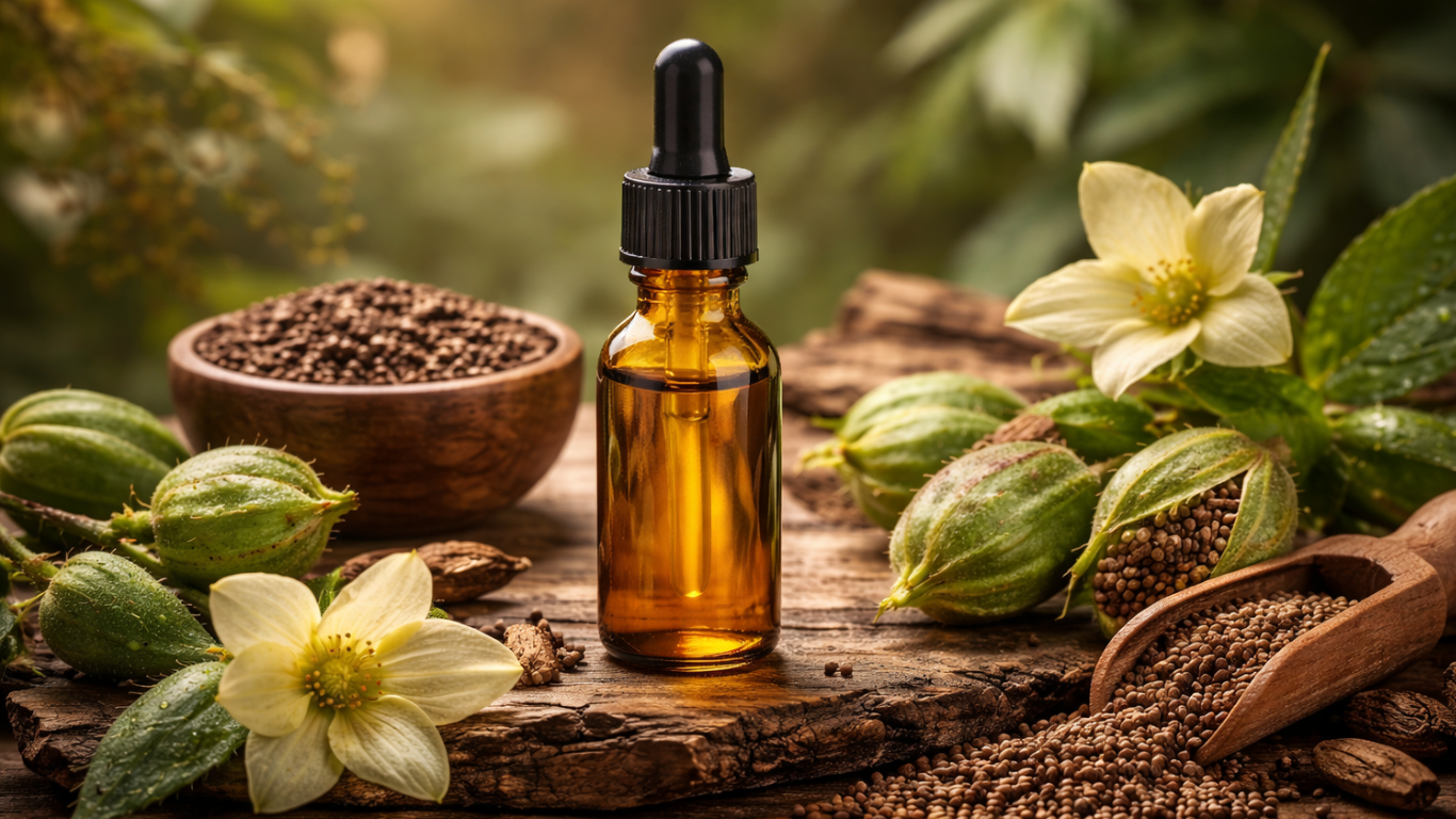 Manufacturer, Exporter, Importer, Supplier, Wholesaler, Retailer, Trader of Ambrette Seed Essential Oil in Mandsaur, Madhya Pradesh, India