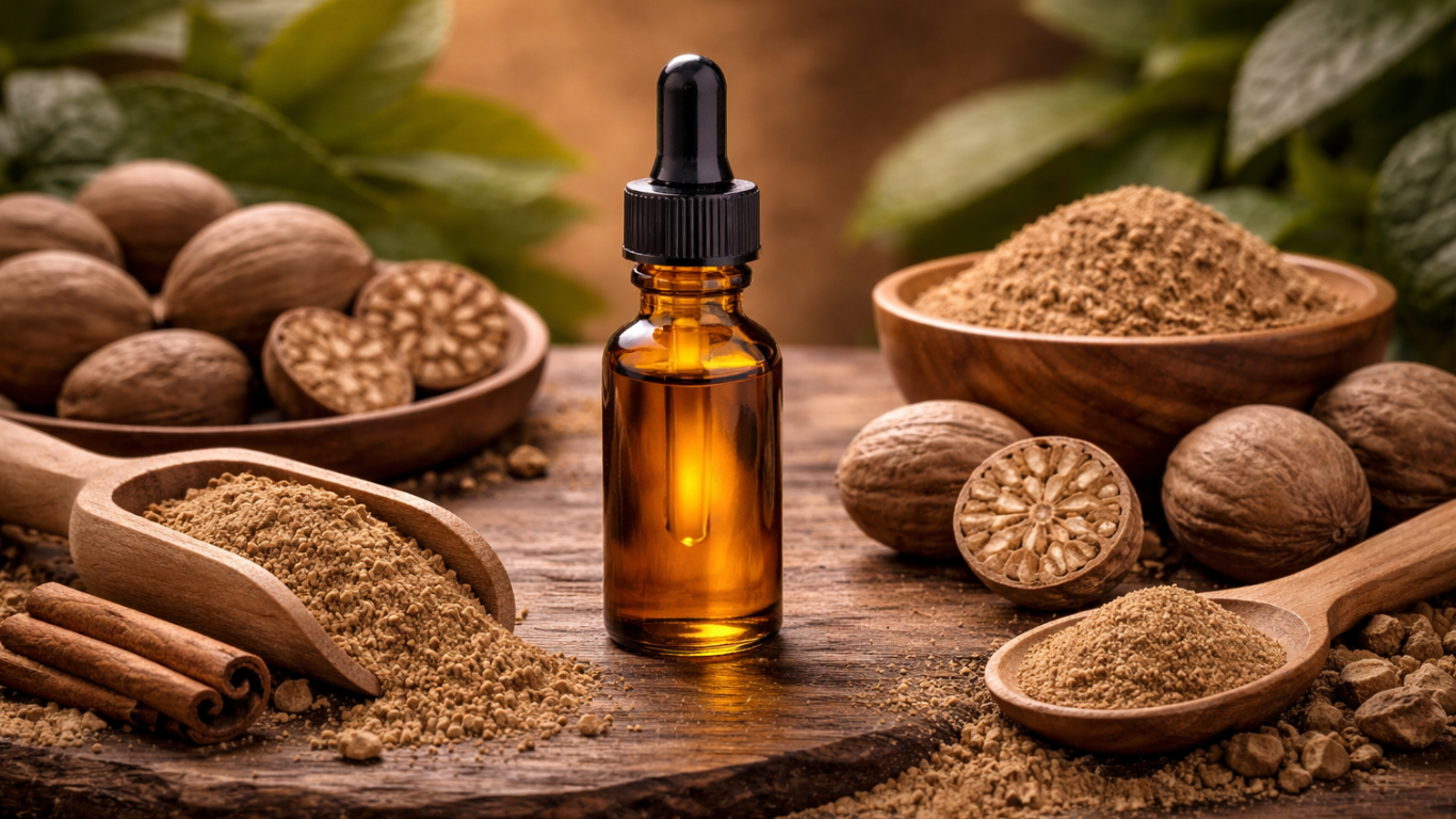Manufacturer, Exporter, Importer, Supplier, Wholesaler, Retailer, Trader of Nutmeg Oil India Essential Oil in Mandsaur, Madhya Pradesh, India