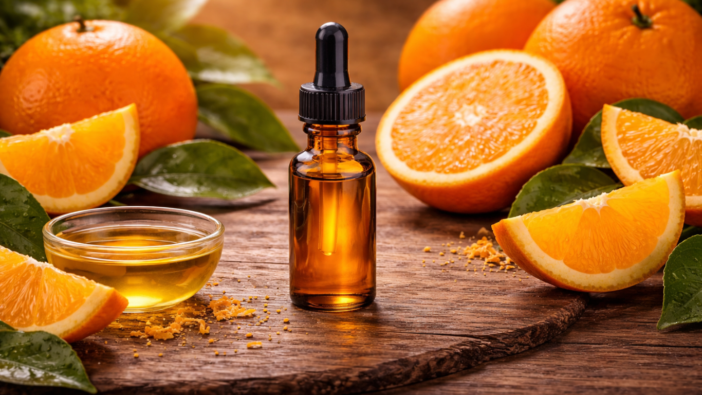 Manufacturer, Exporter, Importer, Supplier, Wholesaler, Retailer, Trader of Orange Sweet Essential Oil in Mandsaur, Madhya Pradesh, India